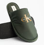 Calvin Klein HOTEL SLIPPER MONOLOGUE Mens Slippers Thyme side view showing lightweight slip-on design in green.