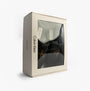 Calvin Klein HOTEL SLIPPER MONOLOGUE Mens Slippers Thyme in gift box side view with branding and clear window display.