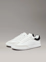 Calvin Klein CUPSOLE LACE UP Womens Trainers Bright White/Black side view showing sleek design and lace-up closure.
