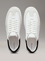 Calvin Klein CUPSOLE LACE UP Womens Trainers Bright White/Black top view showcasing soft leather and lace-up closure.