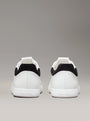 Calvin Klein CUPSOLE LACE UP Womens Trainers Bright White/Black rear view showcasing low top design and contrasting black detail.