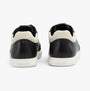 Calvin Klein CUPSOLE LACE UP Womens Trainers Black/White rear view showing the leather upper and low top design.