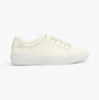 Calvin Klein VULCANISED LACE UP Womens Trainers White/Dk Ecru side view showing casual leather upper and low top design.