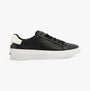 Calvin Klein VULCANISED LACE UP Womens Trainers Black / White side view showing leather upper and rubber sole.