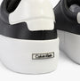 Calvin Klein VULCANISED LACE UP Womens Trainers Black / White, rear view showcasing logo and design detail.
