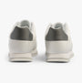 Calvin Klein RUNNER LACE UP Womens Trainers White/Neutral Gray rear view showing low top design and rubber sole.