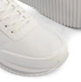 Calvin Klein RUNNER LACE UP Womens Trainers White/Neutral Gray close-up detail view of the trainer's upper and sole.
