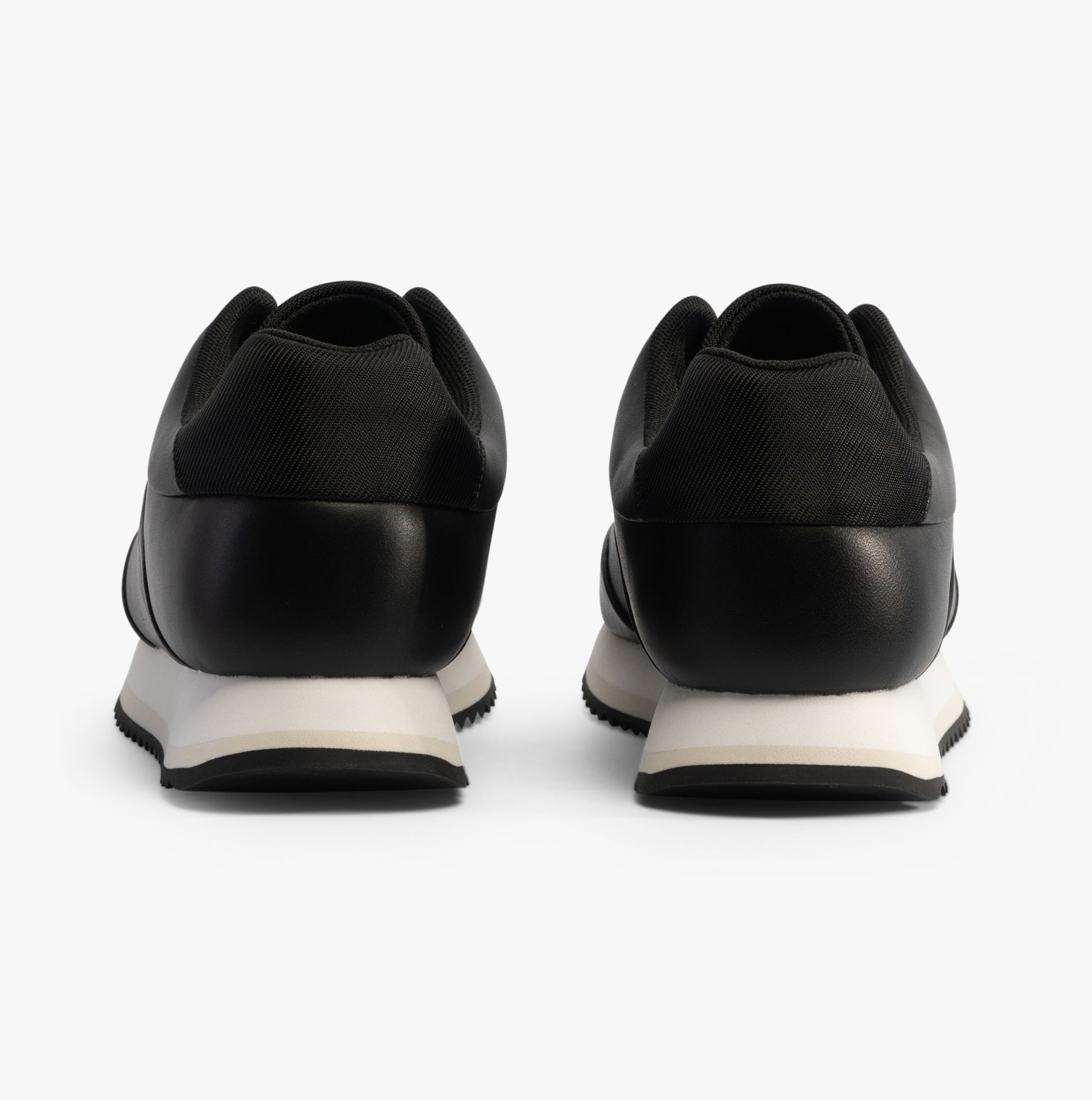 Calvin Klein RUNNER LACE UP Womens Trainers Ck Black back view showing sleek design and comfortable fit.
