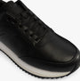 Calvin Klein RUNNER LACE UP Womens Trainers Ck Black top view showing lace-up design and leather upper.