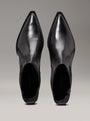 Calvin Klein HEEL Womens Cowboy Boots Ck Black top view showcasing pointed toe and sleek leather finish.