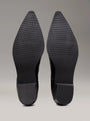 Calvin Klein HEEL Womens Cowboy Boots Ck Black bottom view showcasing rubber sole and block heel.