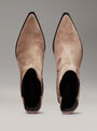 Calvin Klein HEEL Womens Cowboy Boots Mountain Trail top view showing pointy toe and suede upper details.