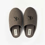 Calvin Klein Mens HOME Felt Signature Logo Mule Slippers Grey top view showcasing logo and felt texture.