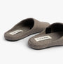 Calvin Klein Mens HOME Felt Signature Logo Mule Slippers Grey, side view showcasing softness and logo detail.