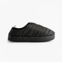 Calvin Klein HOME SLIPPER NYL PAT Womens Slippers Black side view showcasing soft polyester upper and lightweight design.