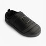 Calvin Klein HOME SLIPPER NYL PAT Womens Slippers Black side view showcasing soft polyester upper and slip-on design.