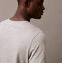 Calvin Klein 100% COTTON 3 Pack Mens T-Shirts Black/Grey Heather/Glacier back view on model showing grey heather fabric.