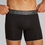 Calvin Klein MICRO STRETCH 3 Pack Mens Boxer Briefs Black front view, showing CK elastic waistband and snug fit.
