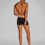 Calvin Klein COTTON 3 Pack Mens Trunks Black side view showing back of model wearing trunks with CK signature waistband