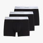 Calvin Klein COTTON 3 Pack Mens Trunks Black, front view showcasing three black trunks with signature waistband.