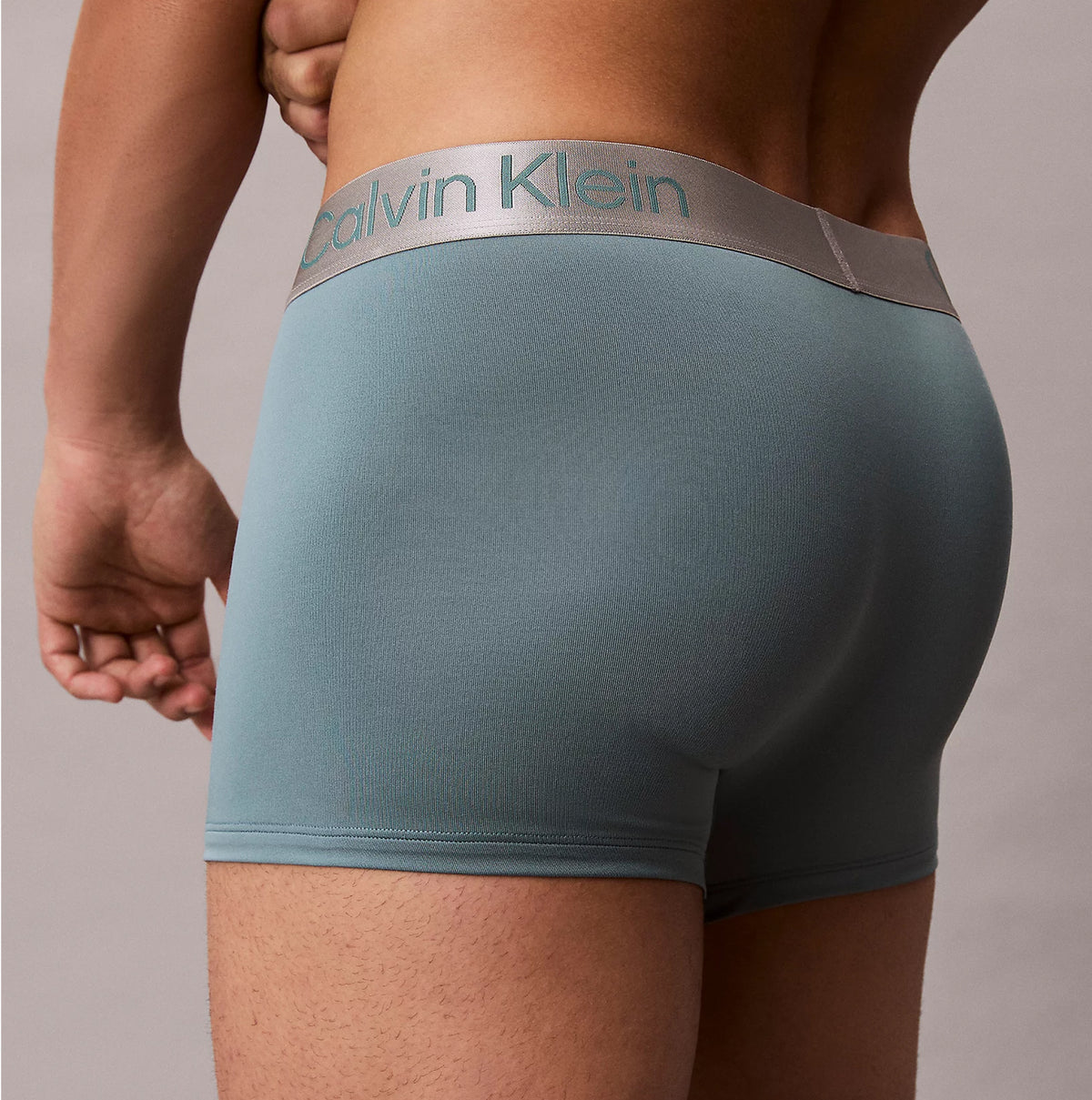 Calvin Klein TRUNK 3 Pack Mens Micro Stretch Multicoloured back view showcasing soft stretch fabric and logo waistband.