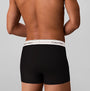 Calvin Klein COTTON BLEND Mens 3 Pack Trunks Multicoloured back view showcasing stretchy black trunks with white waistband.