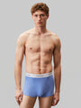 Calvin Klein ICON COTTON STRETCH 3 Pack Mens Dart Trunks Multicoloured front view on model, showcasing the Calvin Klein signature waistband.