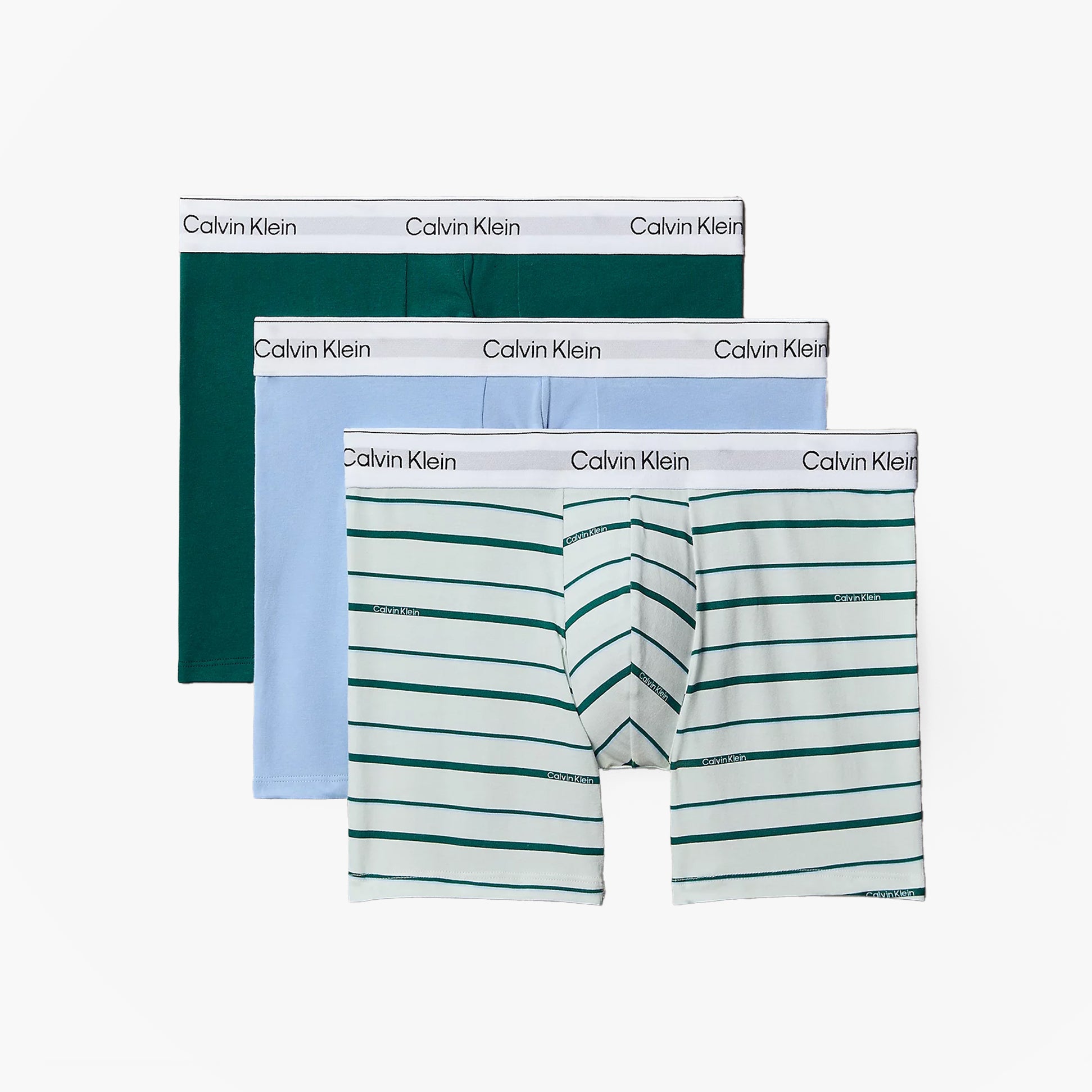 Calvin Klein BOXER BRIEF 3 Pack Mens Cotton Stretch Multicolour, front view showcasing multicolour designs and patterns.
