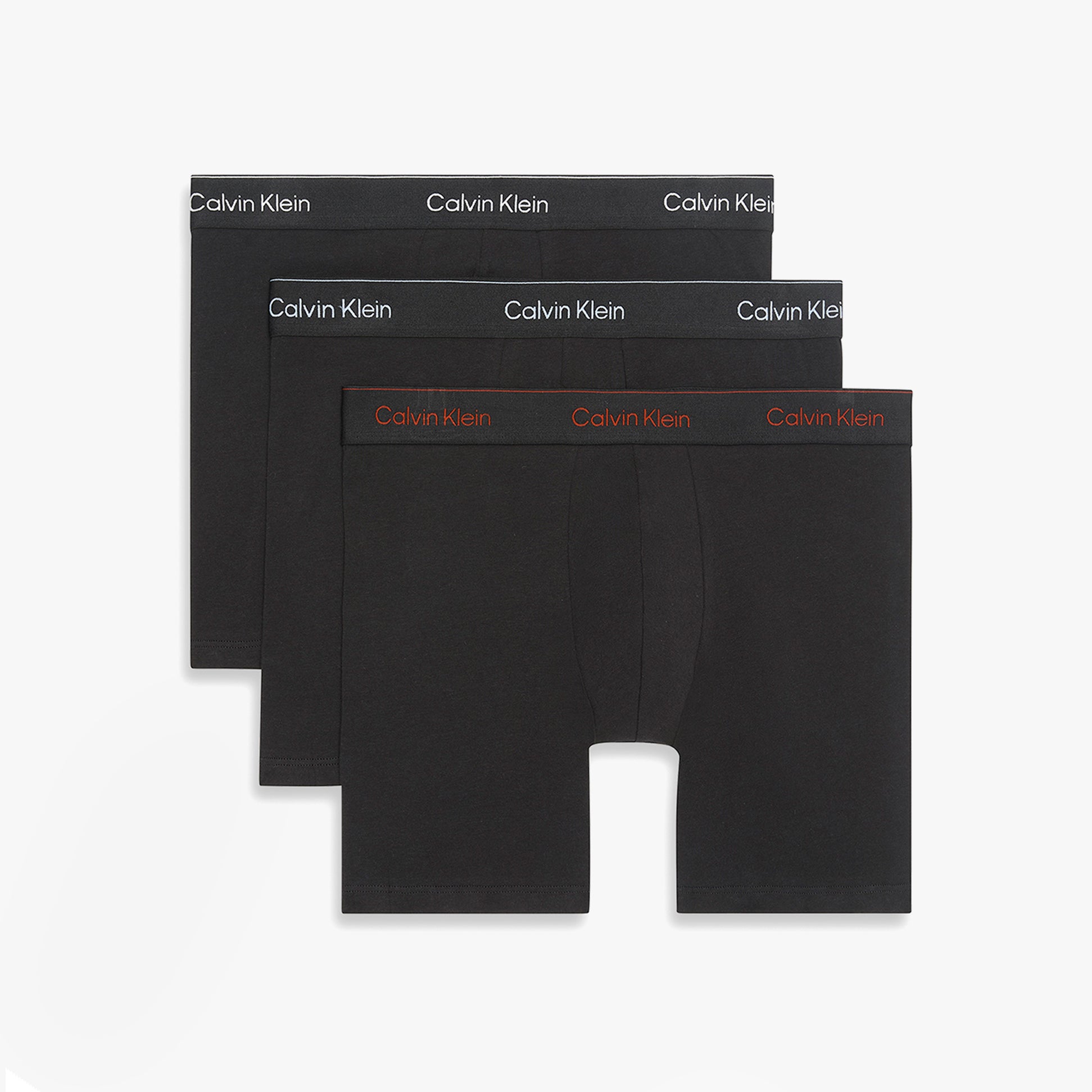 Calvin Klein BOXER BRIEF 3 Pack Mens Cotton Stretch Black, front view showcasing three black boxer briefs in a gift box.