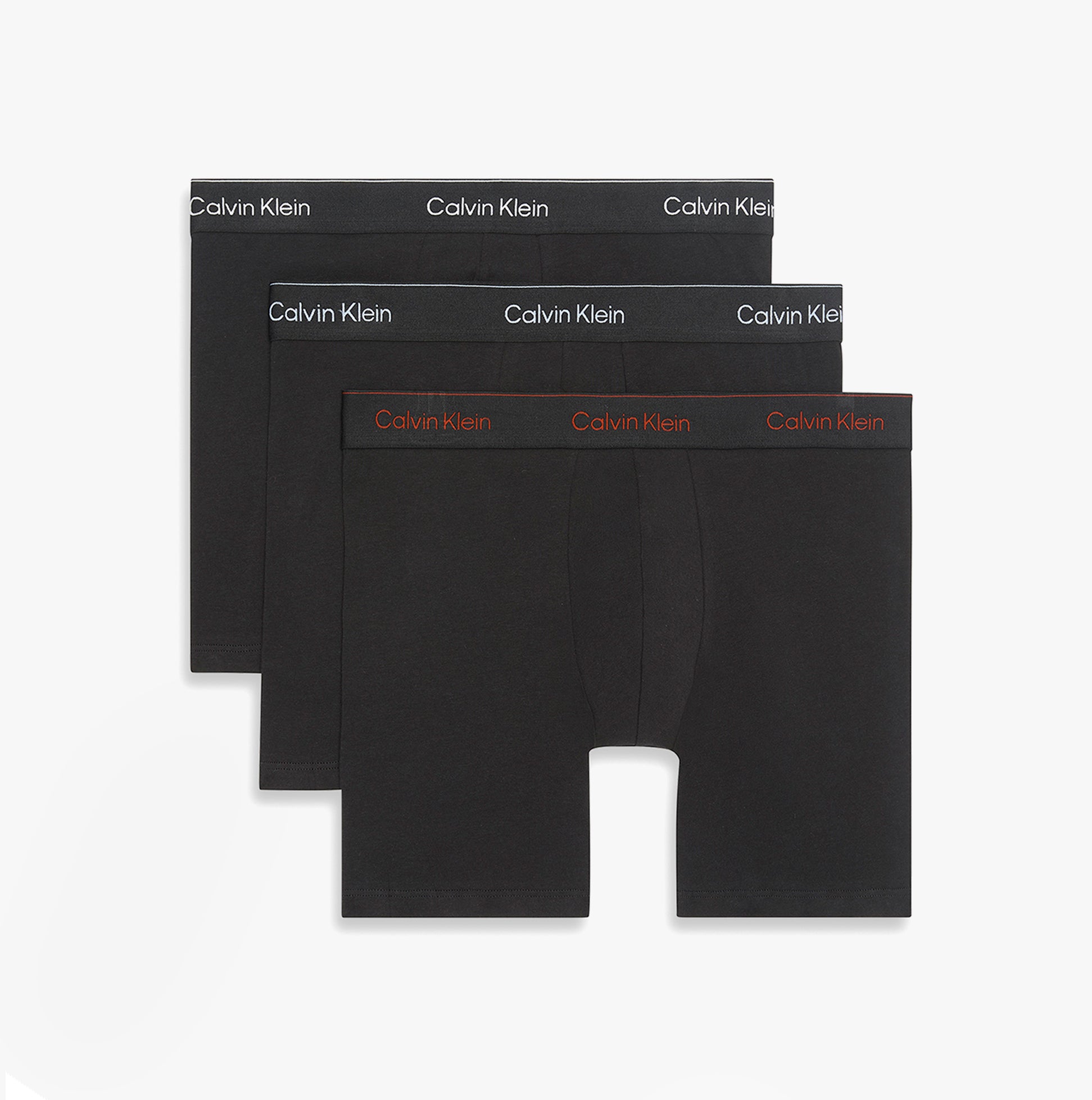 Calvin Klein BOXER BRIEF 3 Pack Mens Cotton Stretch Black, front view showcasing three black boxer briefs in a gift box.