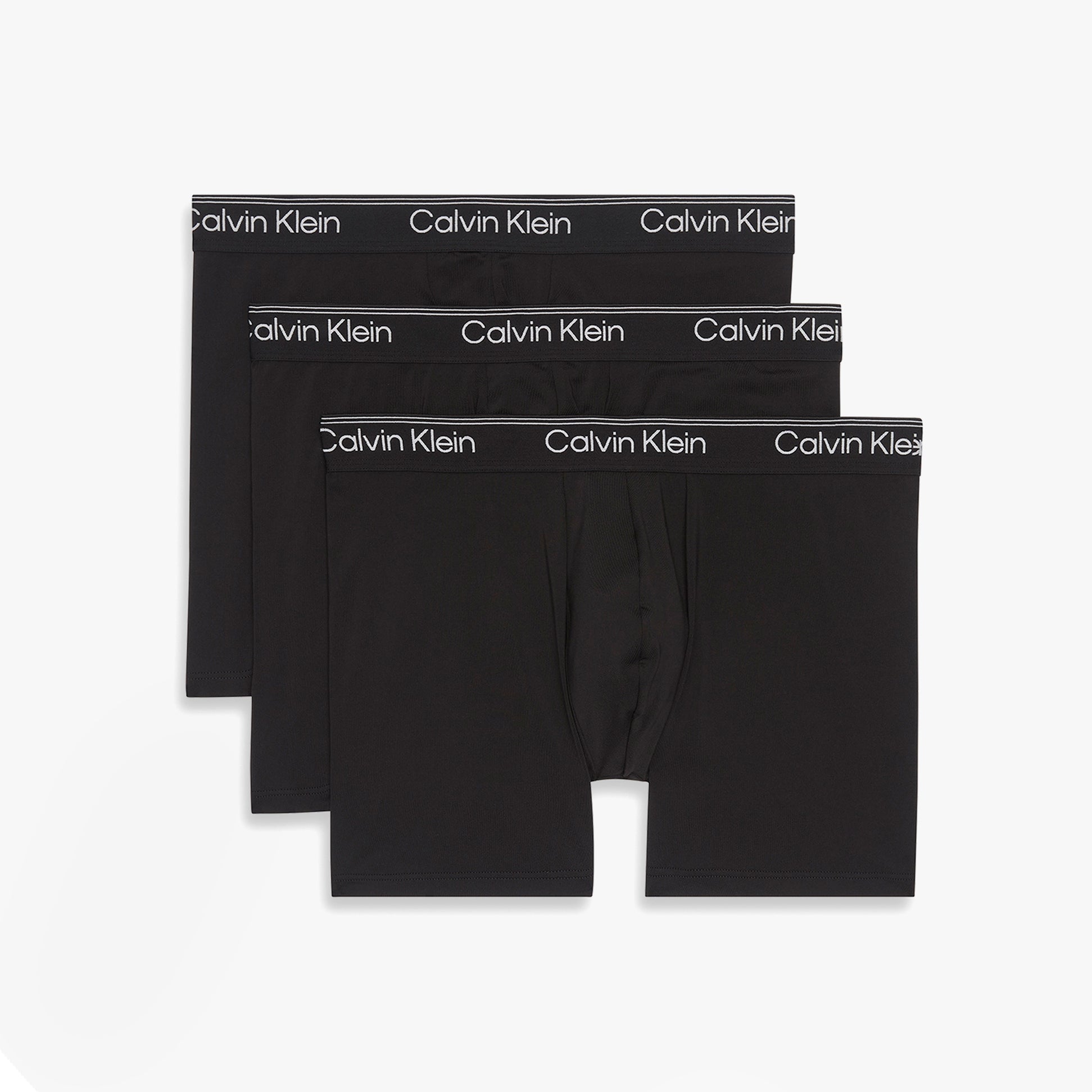 Calvin Klein BOXER BRIEF 3 Pack Mens Microfibre Stretch Black front view of three pairs displayed together.