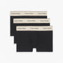 Calvin Klein TRUNK 3 Pack Mens Black front view showing three pairs of black underwear with logo waistband.