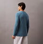 Calvin Klein ULTRA SOFT MODAL Mens Pyjama Top Deck Gray back view showing fitted design and rib-knit cuffs.