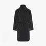 Calvin Klein COMFORT FRENCH TERRY Mens Bathrobes Black front view, 100% cotton, long sleeves, regular fit.