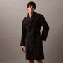 Calvin Klein COMFORT FRENCH TERRY Mens Bathrobes Black front view showcasing the soft terry fabric and regular fit.