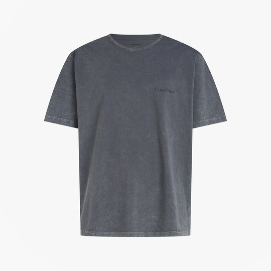 Calvin Klein 100% COTTON Mens Lounge T-Shirt Forged Iron front view featuring crew neckline and CK logo tab.