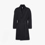 Calvin Klein QUILTED ROBE Mens Bathrobes Black front view, 100% cotton, long sleeves, regular fit.