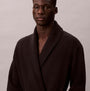 Calvin Klein QUILTED ROBE Mens Bathrobes Black front view of model wearing the robe