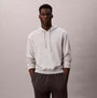 Calvin Klein L/S HOODIE Mens Hoodie Grey Heather front view, relaxed fit, made of 85% cotton, 15% polyester.