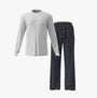 Calvin Klein LS TEE PANT SET Mens Multicoloured front view showcasing long sleeve tee and patterned pants.