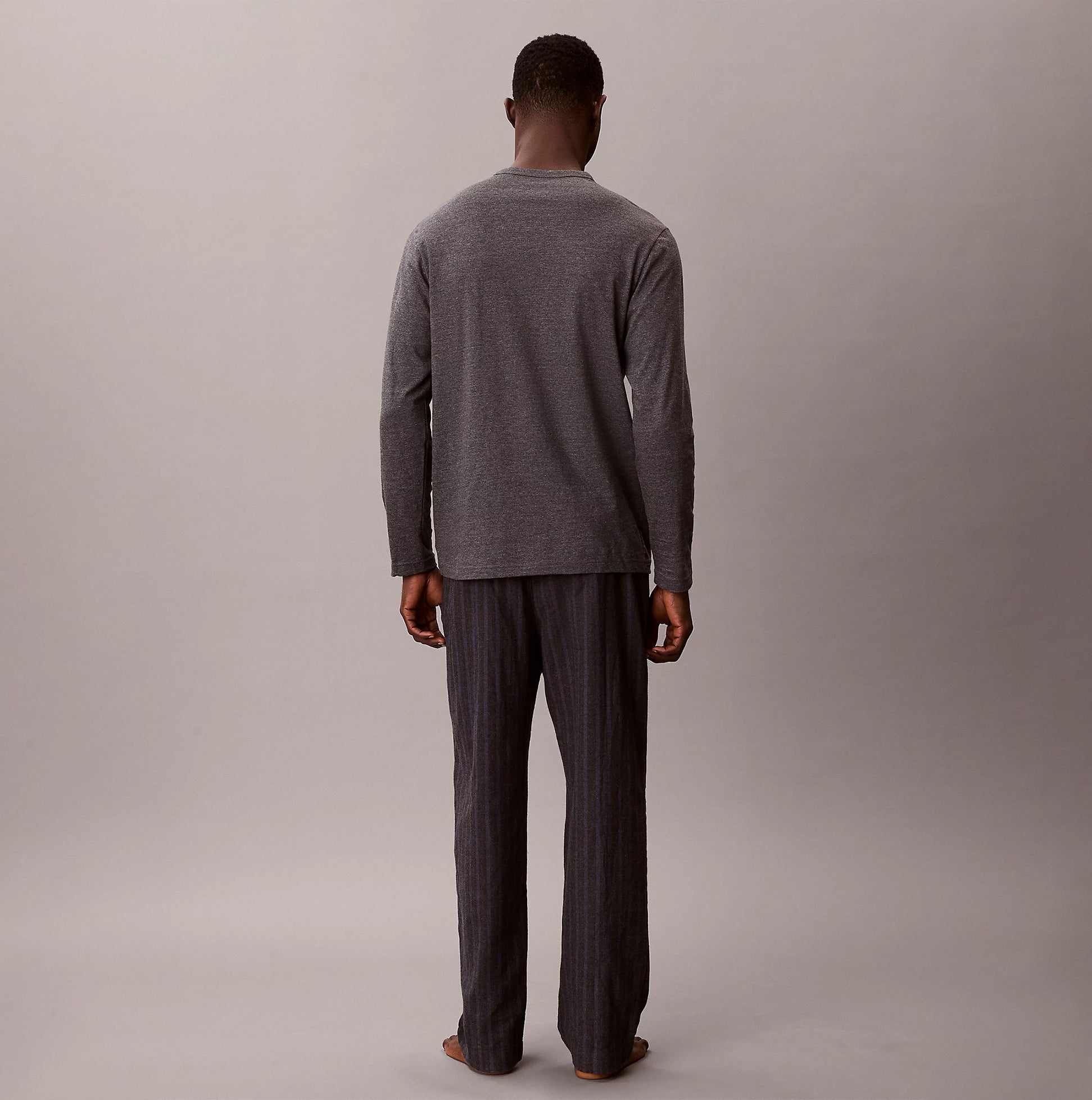 Calvin Klein LS TEE PANT SET Mens Multicoloured back view, showcasing the long sleeve tee and striped pant design.