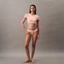 Calvin Klein ICON COTTON Womens T-Shirt Bralette Melon Frenzy front view on model, showcasing slim fit and CK signature waistband.