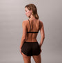 Calvin Klein UNLINED TRIANGLE Womens Black, back view showing the triangle bra and shorts in elegant black fabric.