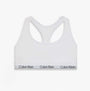 Calvin Klein Icon Cotton Modal Womens Unlined Bralette White front view showing adjustable straps and signature logo band.