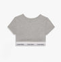Calvin Klein Womens T-Shirt Bralette Icon Cotton Modal Grey front view showcasing the logo and fabric texture.