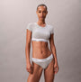 Calvin Klein Womens T-Shirt Bralette Icon Cotton Modal Grey, front view model wearing the bralette and matching underwear.