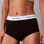 Calvin Klein Icon Cotton Modal Womens Boy Shorts Black front view, featuring logo waistband and soft cotton blend fabric.