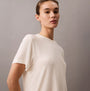 Calvin Klein ULTRA SOFT MODAL Womens Lounge T-Shirt Ivory, front view, showcasing relaxed fit and soft modal fabric.