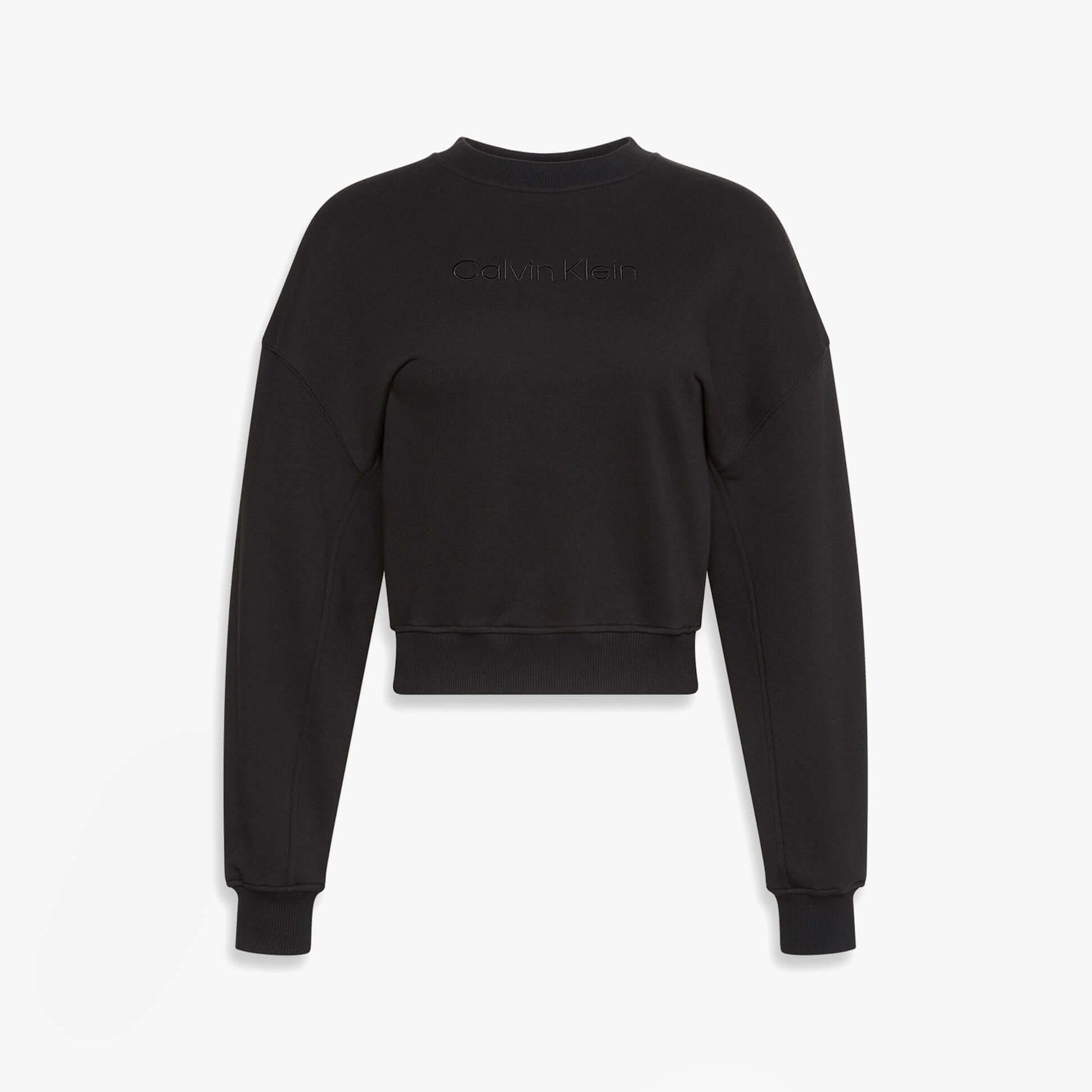 Calvin Klein Womens Long Sleeve Pyjama Top Black front view showcasing stylish design and comfortable fit.