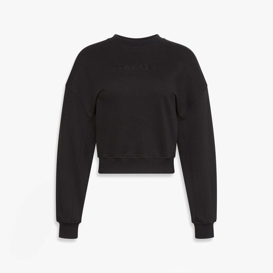 Calvin Klein Womens Long Sleeve Pyjama Top Black front view showcasing stylish design and comfortable fit.
